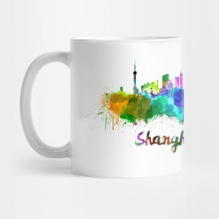 Shanghai skyline in watercolor Mug